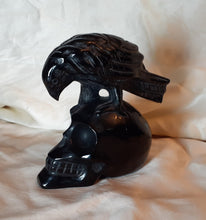 Load image into Gallery viewer, Black Obsidian Raven/Skull carving
