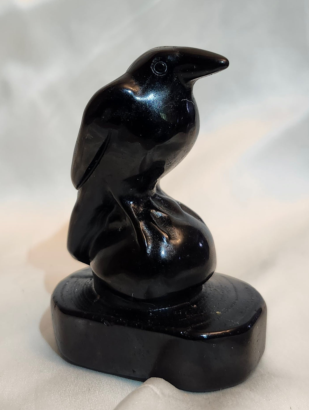 Black Obsidian Raven Carving