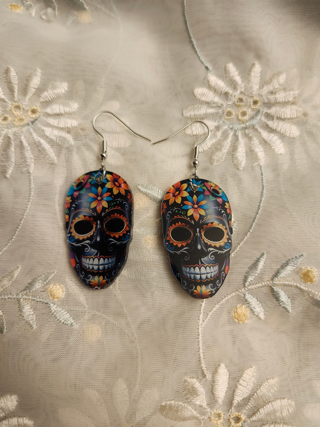 Cute Flower Skull Earrings