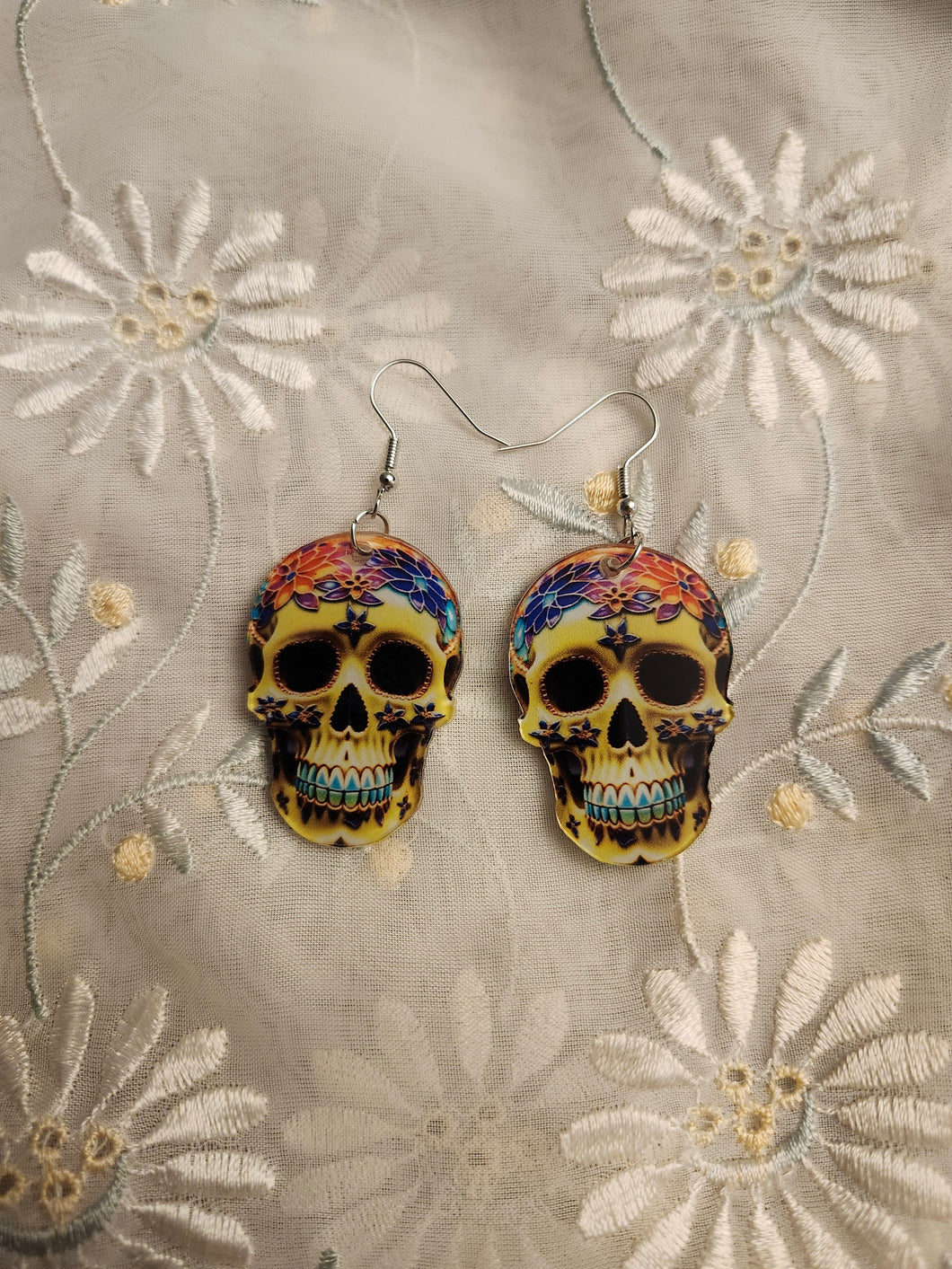 Yellow Skull Earrings