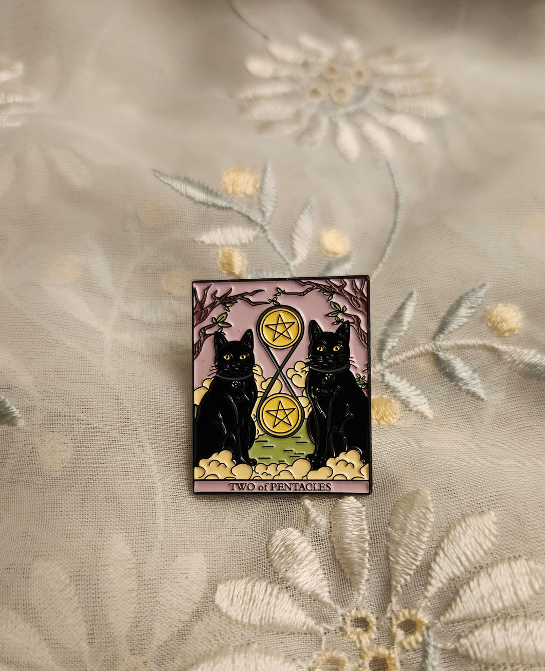 Two of Pentacles Cat Pin