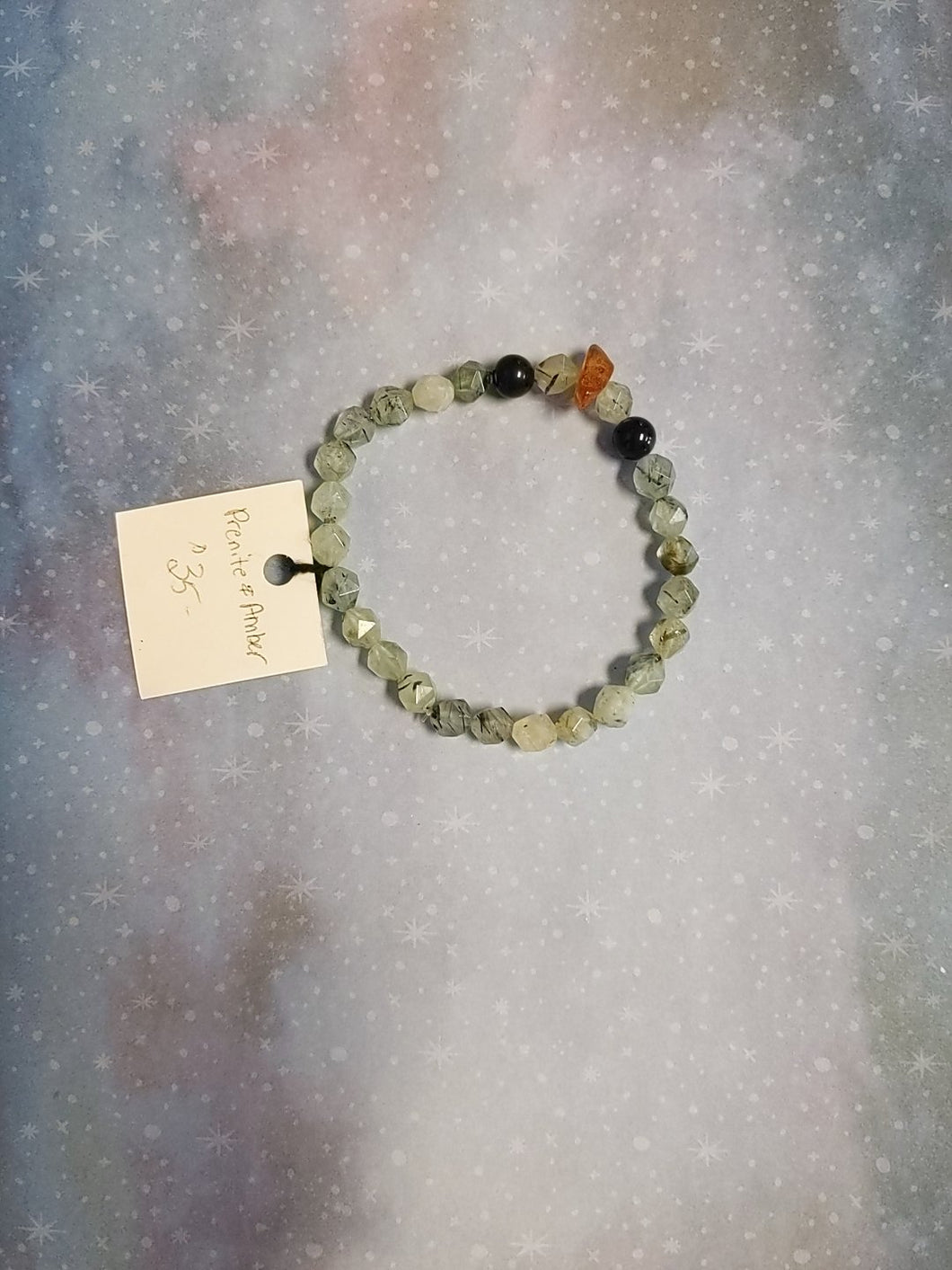 Prehnite & Amber Bracelet