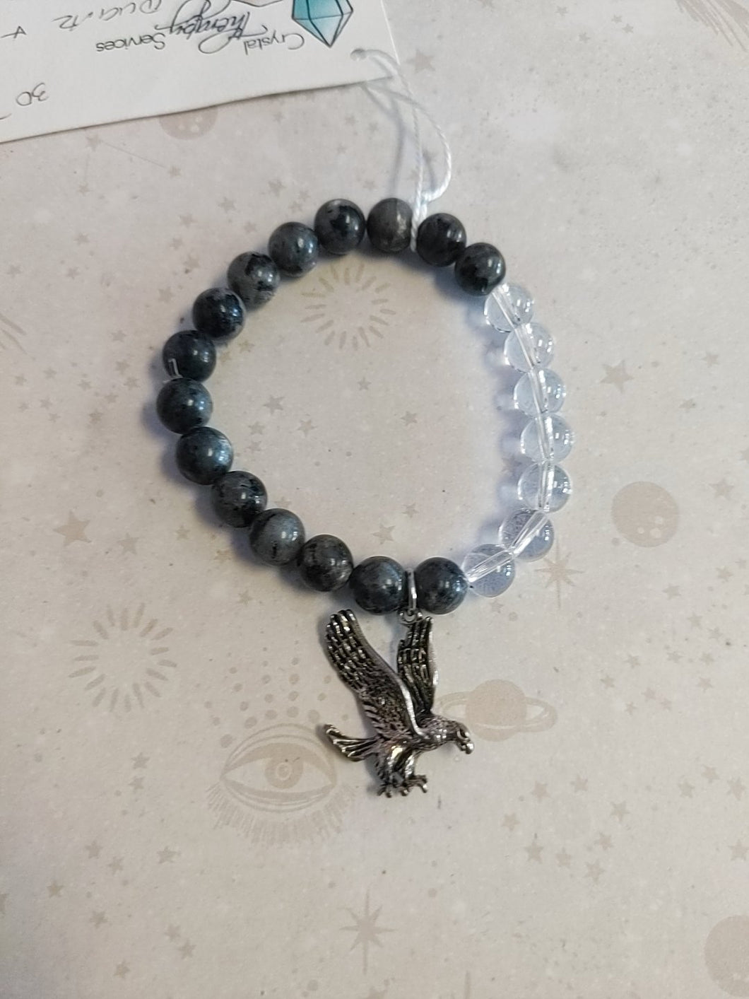 Quartz, Black Labradorite & Eagle Bracelet