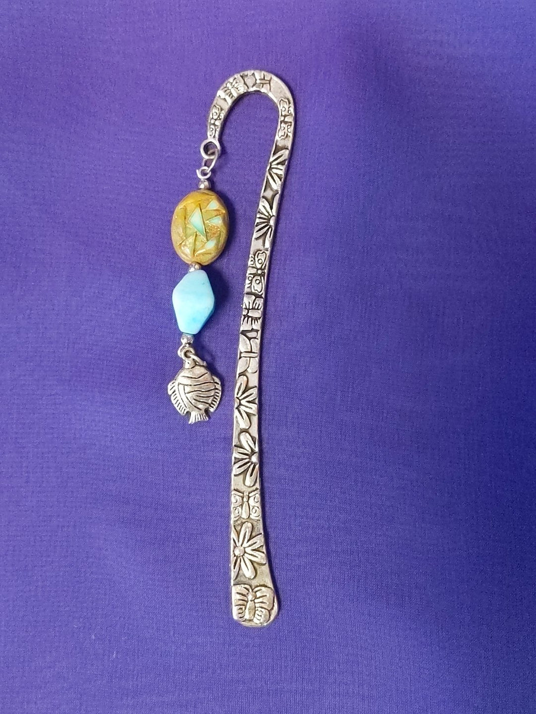 Metal Book Mark with Charm - Tropical Fish