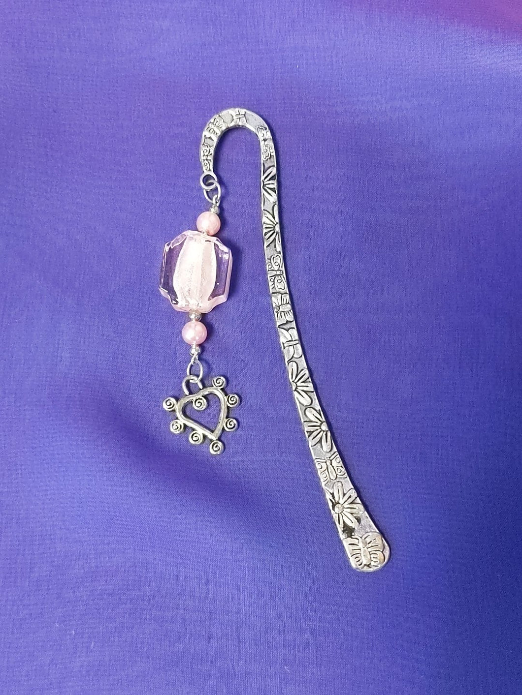 Metal Book Mark with Charm - Heart