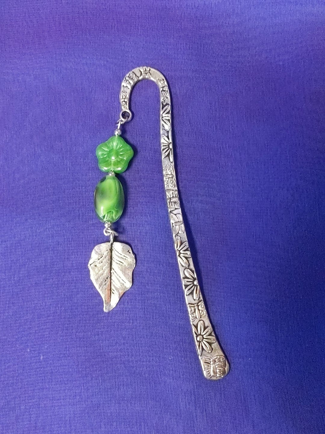 Metal Book Mark with Charm - Leaf