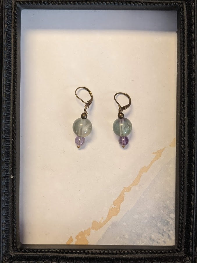 Fluorite & Amethyst Earrings