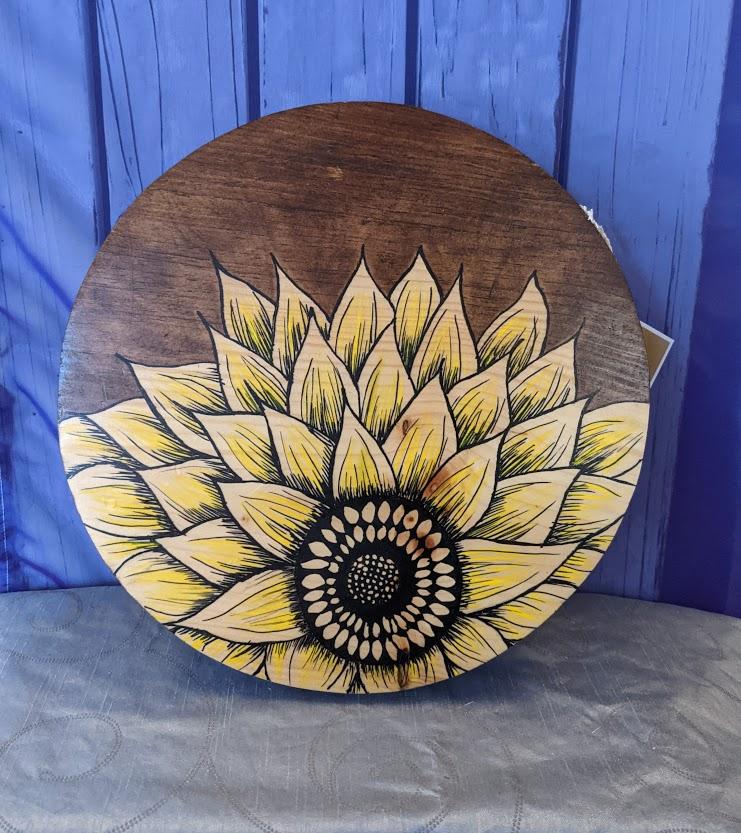 Sunflower Stained Wooden Wall Art Plaque