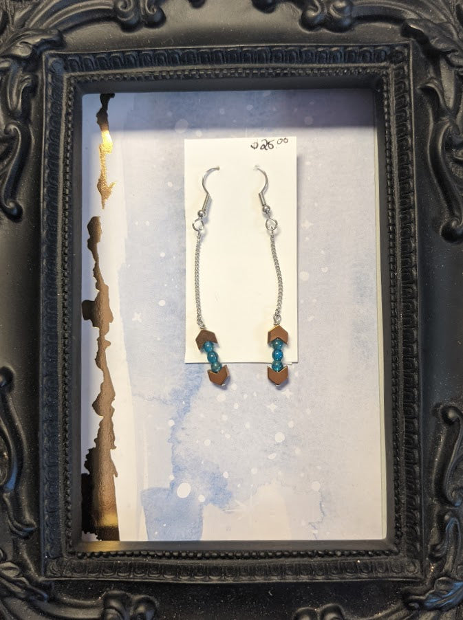 Blue Apatite & Hematite Earrings