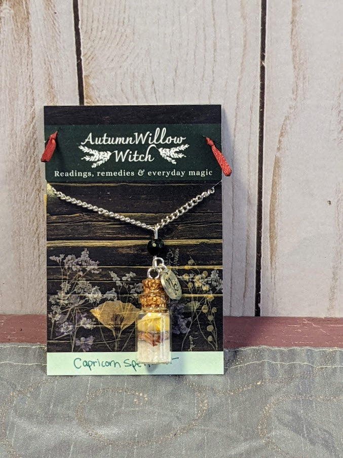 Capricorn Zodiac Spell Jar Necklace