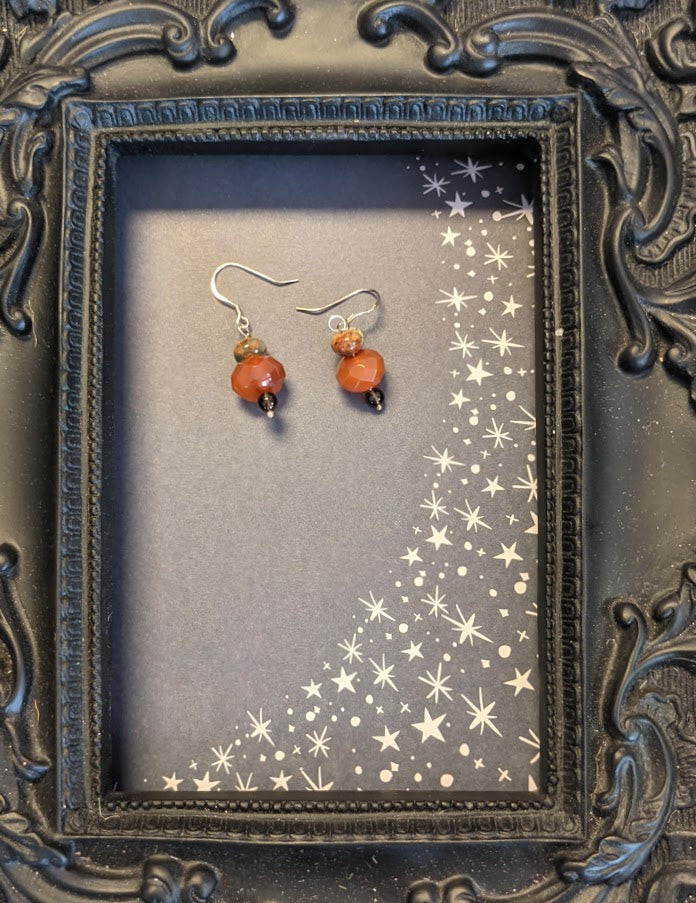 Carnelian, Smoky Quartz, and Jasper Earrings