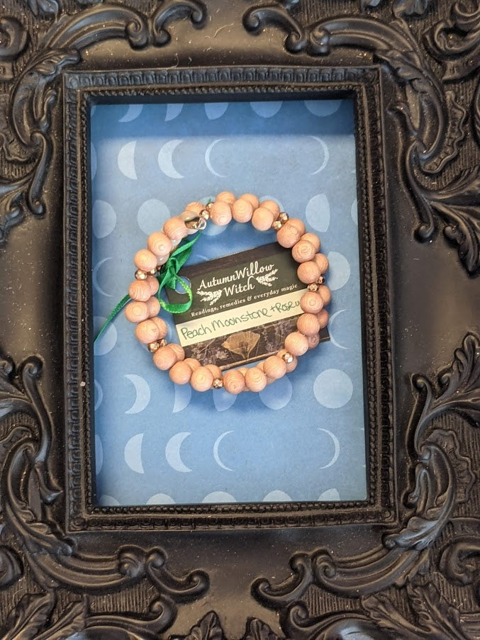 Peach Moonstone Rosewood Bracelet