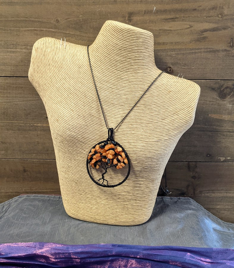 Tree of Life - Orange Quartz & Black Jasper